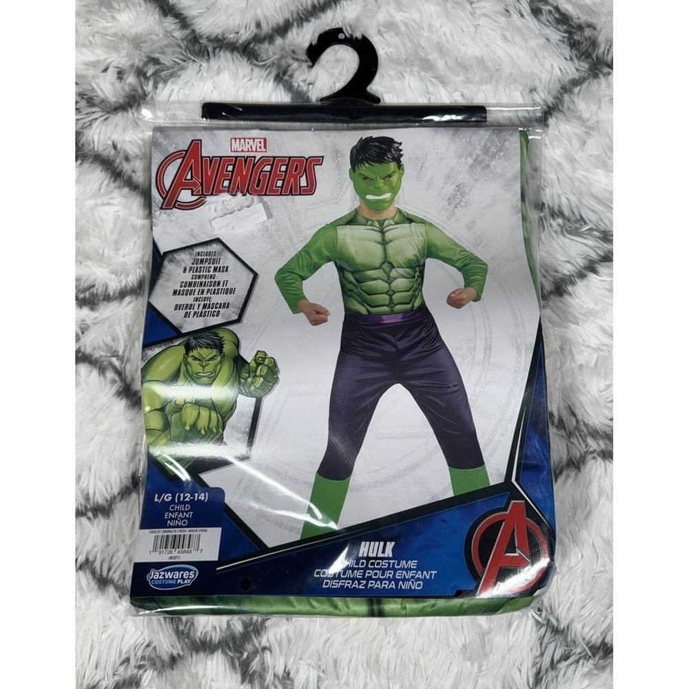 MARVEL The Hulk Avengers Jumpsuit Mask Costume Cosplay Child L (12-14) *NEW*‎